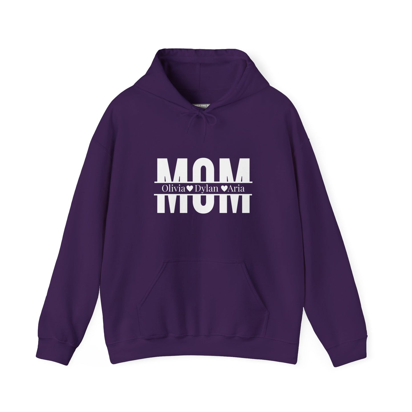 Customizable Mom Sweatshirt with kids name - Heavy Blend™ Hooded Sweatshirt