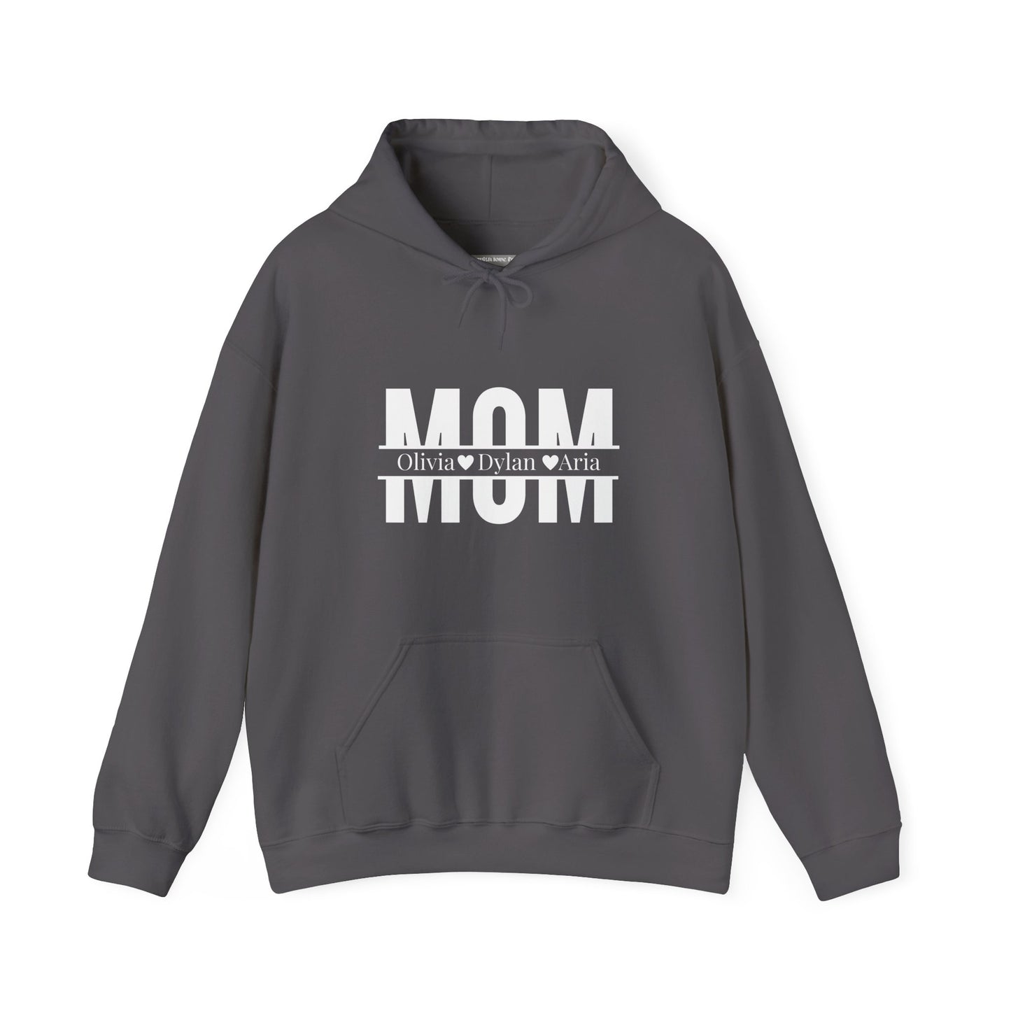 Customizable Mom Sweatshirt with kids name - Heavy Blend™ Hooded Sweatshirt
