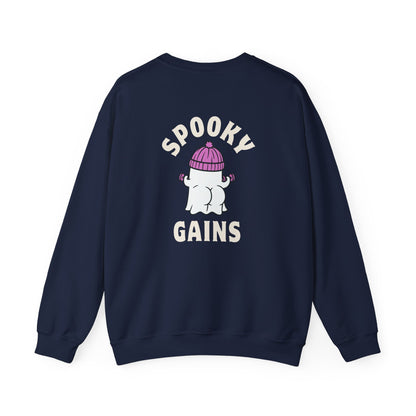 Spooky Gains Sweatshirt – Cute Halloween Gym Crewneck for Fitness Lovers