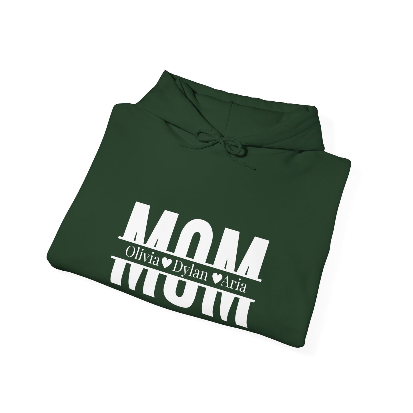Customizable Mom Sweatshirt with kids name - Heavy Blend™ Hooded Sweatshirt