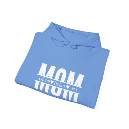 Customizable Mom Sweatshirt with kids name - Heavy Blend™ Hooded Sweatshirt