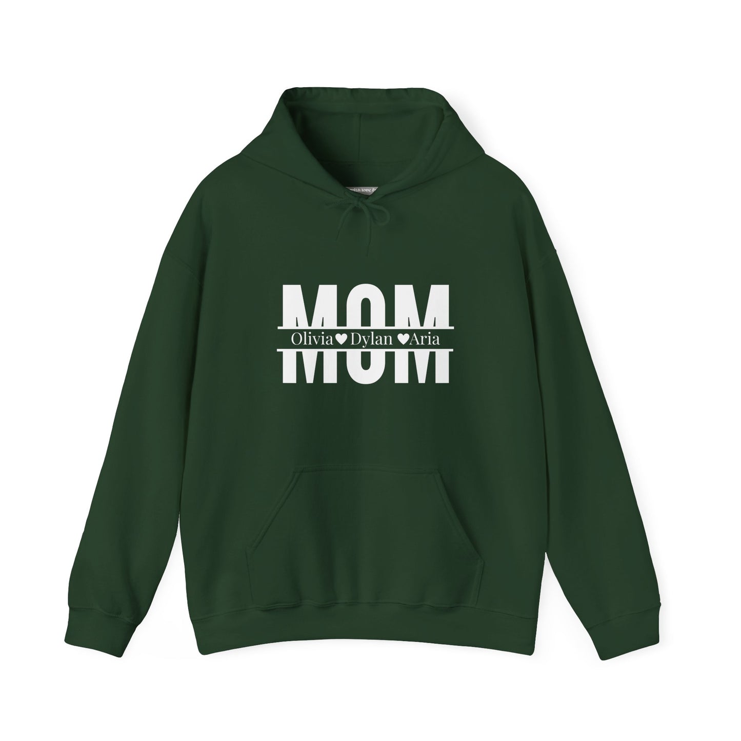 Customizable Mom Sweatshirt with kids name - Heavy Blend™ Hooded Sweatshirt
