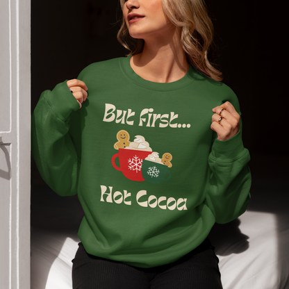 But first hot cocoa groovy Unisex Crewneck Sweatshirt