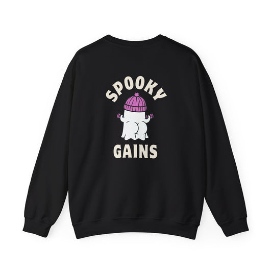 Spooky Gains Sweatshirt – Cute Halloween Gym Crewneck for Fitness Lovers